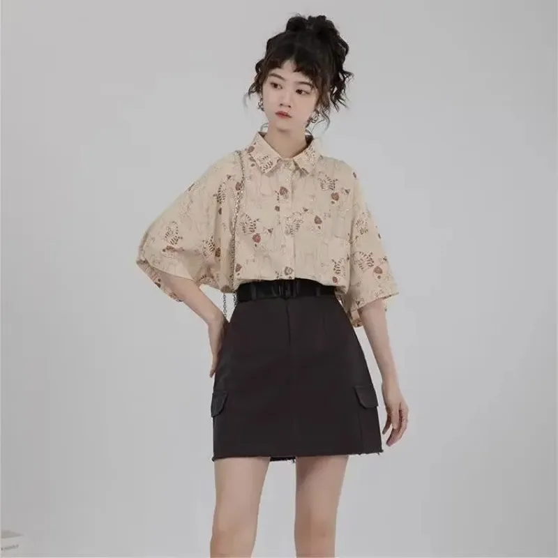 Shirts Women Corduroy Patch Po - Korean Lifestyle Student 评论和价格